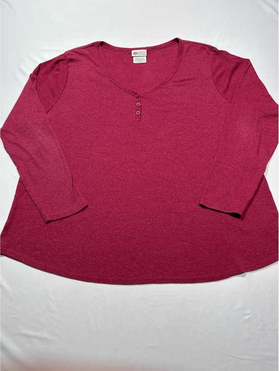 Dickies Tops - Dickies Women's 2X Long Sleeve Henley Top in Burgundy - Cozy